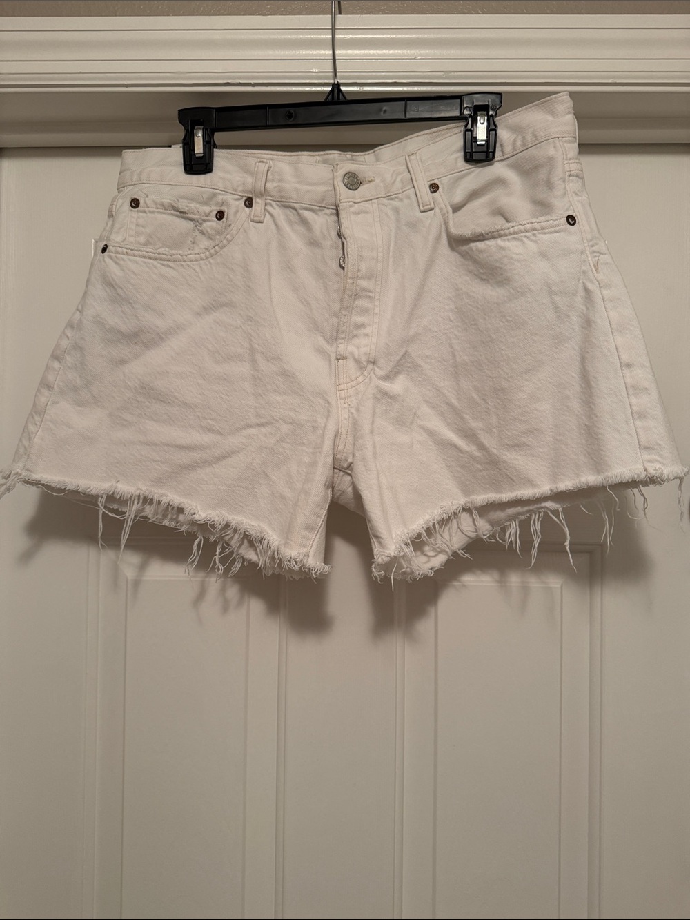 Agolde White Denim Cut off Shorts
